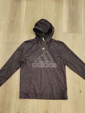 adidas Black Hooded Logo Pullover